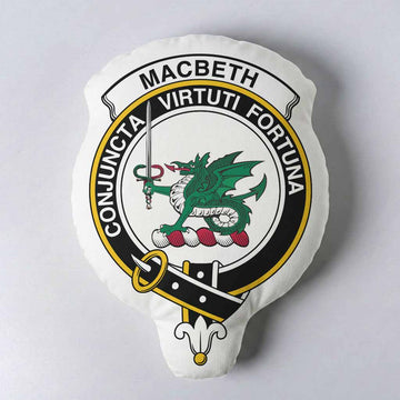 MacBeth (McBeth) Clan Crest Shaped Throw Pillow, Scottish Clan Badge Decorative Pillow