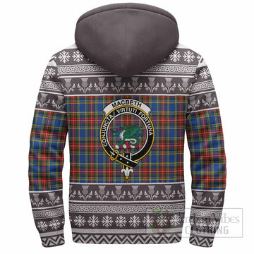 MacBeth (McBeth) Clan Tartan Christmas Fleece Hoodie with Family Crest