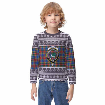 MacBeth (McBeth) Clan Tartan Christmas Kid Ugly Sweatshirt with Family Crest