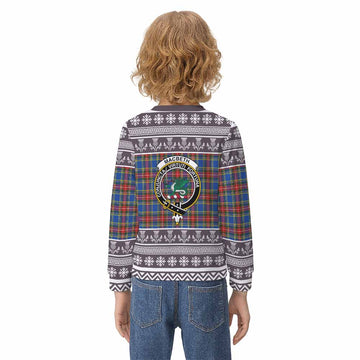 MacBeth (McBeth) Clan Tartan Christmas Kid Ugly Sweatshirt with Family Crest