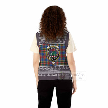 MacBeth (McBeth) Clan Tartan Christmas Knitted V-Neck Vest with Family Crest