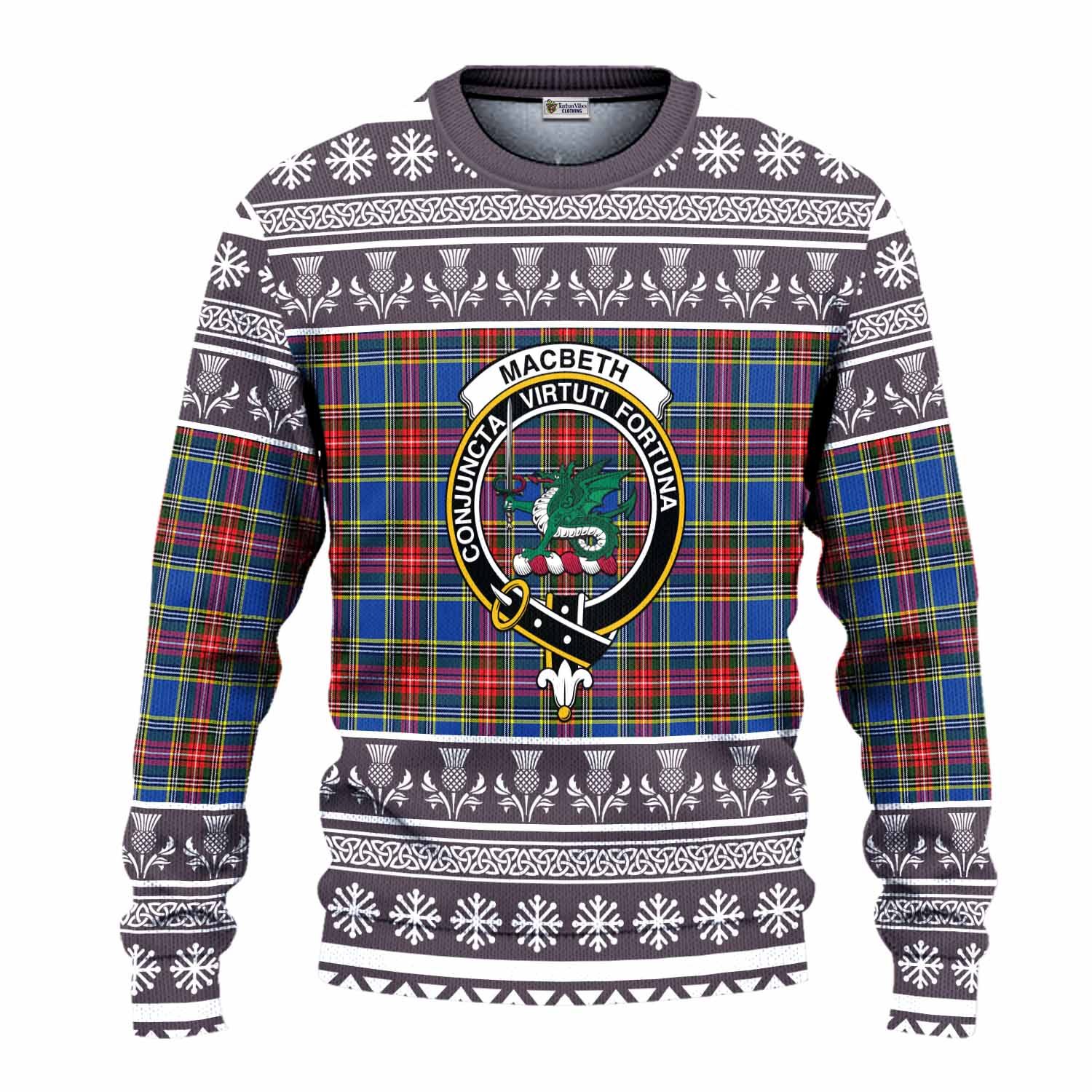 MacBeth (McBeth) Clan Tartan Christmas Ugly Sweater with Family Crest - Tartan Vibes Clothing