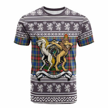 MacBeth (McBeth) Clan Tartan Crest Christmas Cotton T-shirt Coat of Arms Funny Style