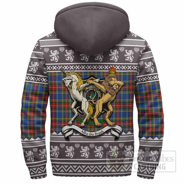 MacBeth (McBeth) Clan Tartan Crest Christmas Fleece Hoodie Coat of Arms Funny Style