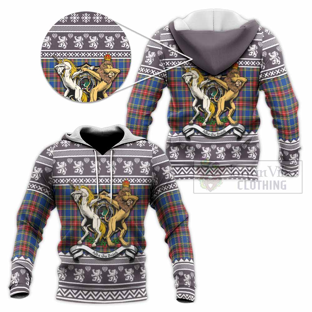 MacBeth (McBeth) Clan Tartan Crest Christmas Knitted Hoodie Coat of Arms Funny Style - Tartan Vibes Clothing