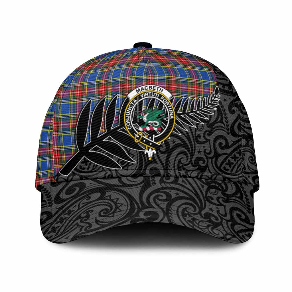 MacBeth (McBeth) Crest Tartan Classic Cap with New Zealand Silver Fern Half Style