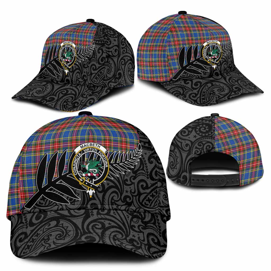 MacBeth (McBeth) Crest Tartan Classic Cap with New Zealand Silver Fern Half Style