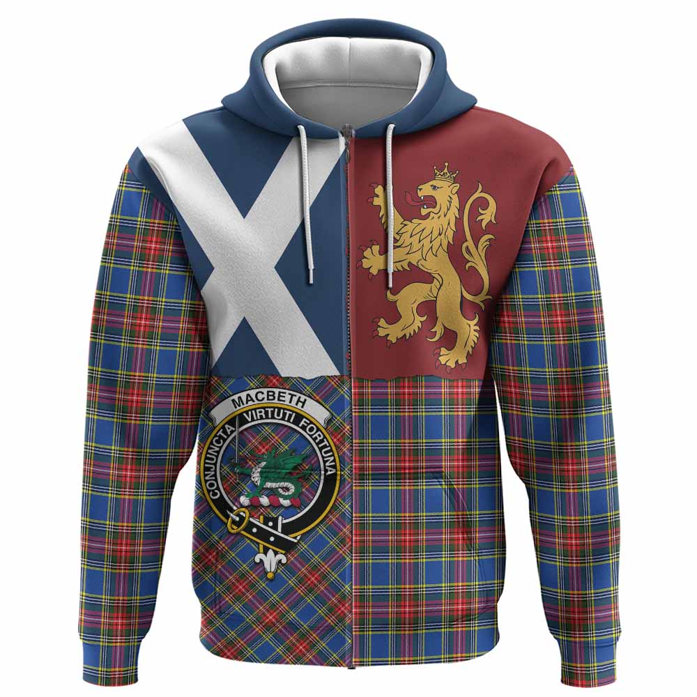 MacBeth (McBeth) Crest Tartan Hoodie with Lion Rampant Saltire Style