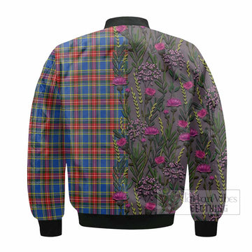 MacBeth (McBeth) Family Crest Tartan Bomber Jacket Scottish Thistle Flower Pattern Half Style - Tartan Vibes Clothing