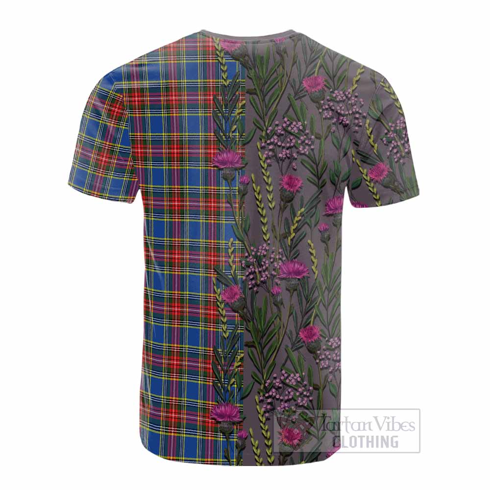MacBeth (McBeth) Family Crest Tartan Cotton T-shirt Scottish Thistle Flower Pattern Half Style - Tartan Vibes Clothing
