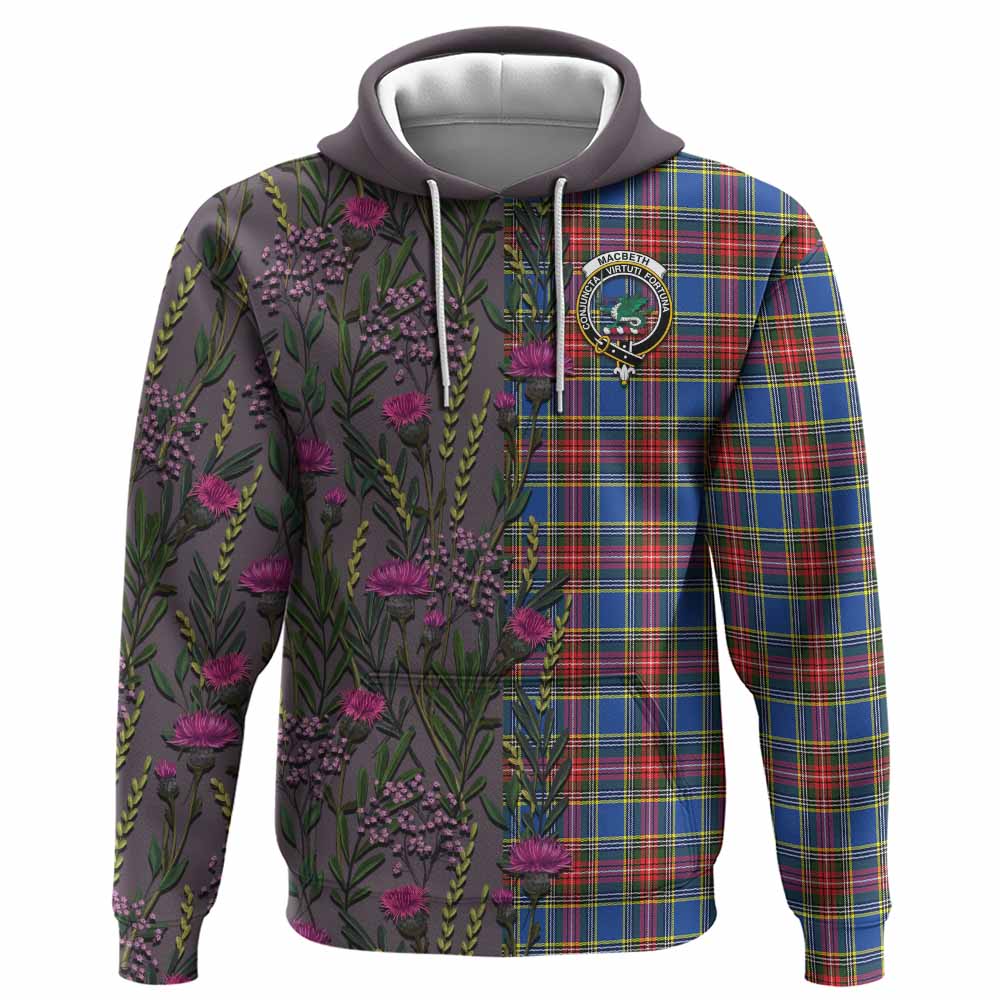 MacBeth (McBeth) Family Crest Tartan Hoodie Scottish Thistle Flower Pattern Half Style - Tartan Vibes Clothing