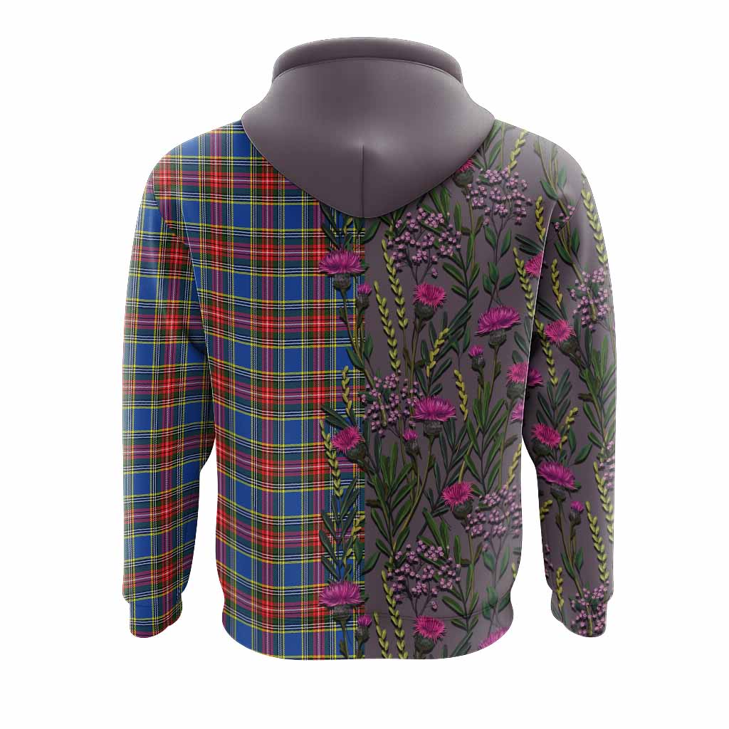 MacBeth (McBeth) Family Crest Tartan Hoodie Scottish Thistle Flower Pattern Half Style - Tartan Vibes Clothing