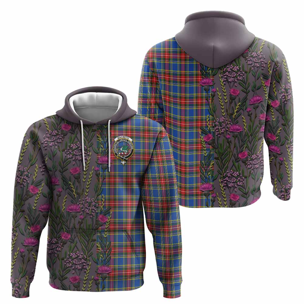 MacBeth (McBeth) Family Crest Tartan Hoodie Scottish Thistle Flower Pattern Half Style - Tartan Vibes Clothing