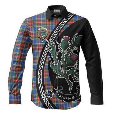 MacBeth (McBeth) Family Crest Tartan Long Sleeve Button Shirts Alba Thistle Inspired