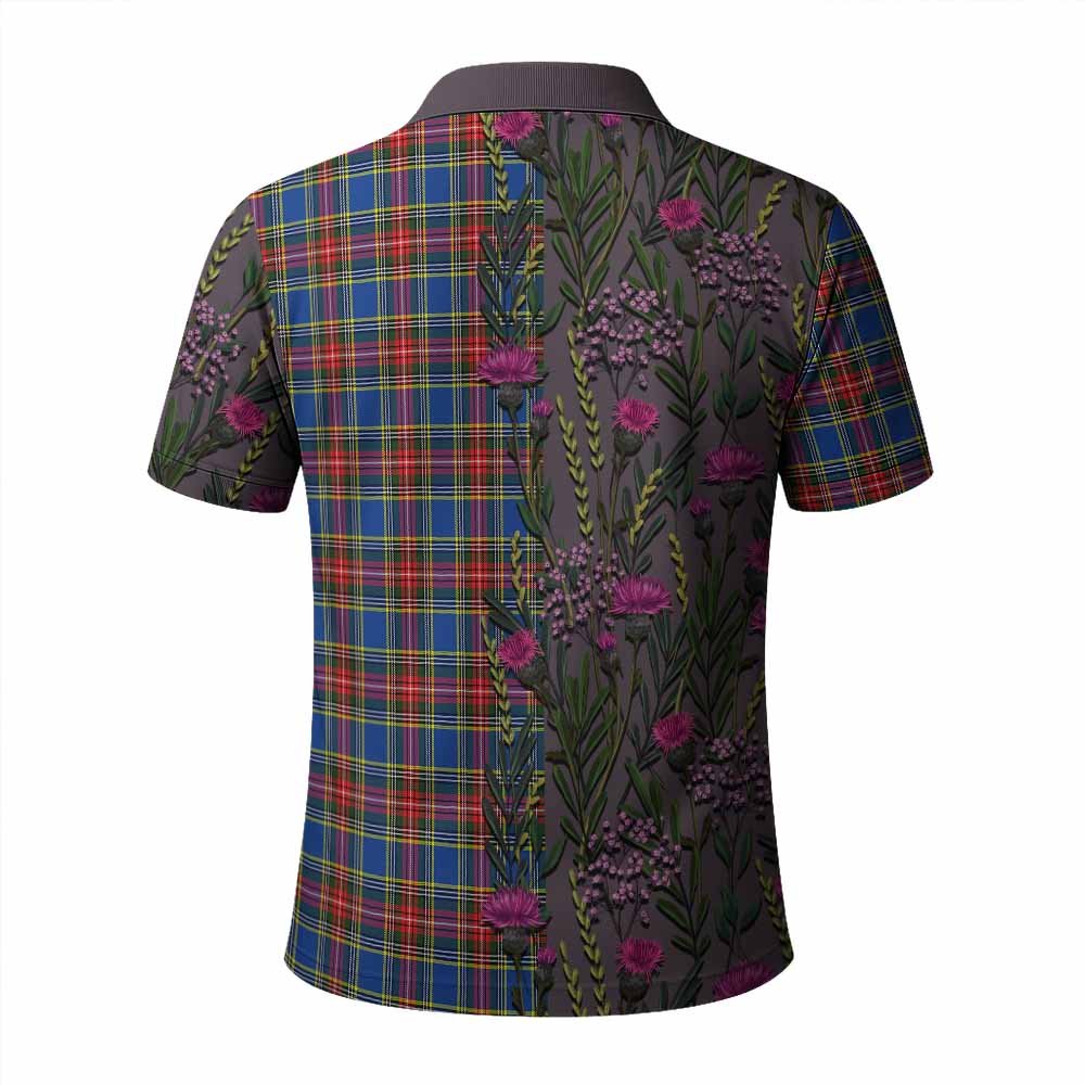 MacBeth (McBeth) Family Crest Tartan Polo Shirt Scottish Thistle Flower Pattern Half Style - Tartan Vibes Clothing