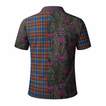 MacBeth (McBeth) Family Crest Tartan Polo Shirt Scottish Thistle Flower Pattern Half Style