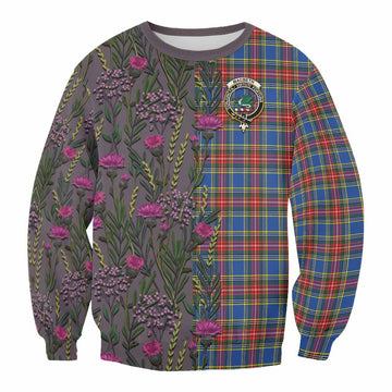 MacBeth (McBeth) Family Crest Tartan Sweatshirt Scottish Thistle Flower Pattern Half Style - Tartan Vibes Clothing