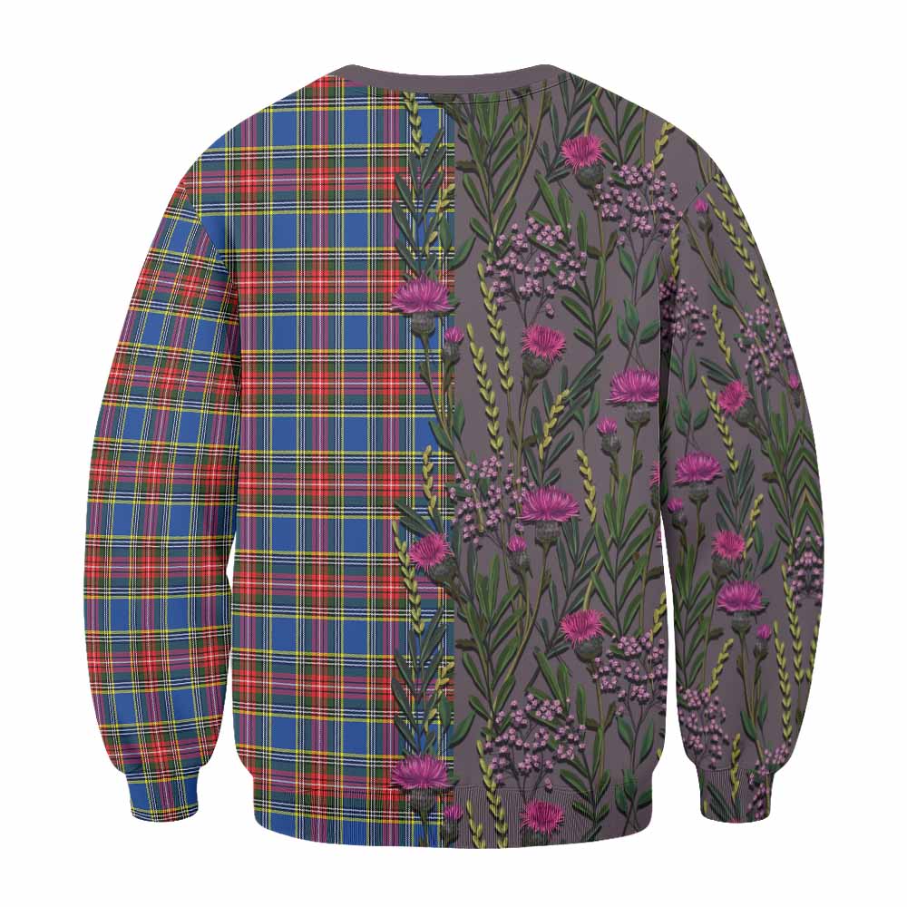 MacBeth (McBeth) Family Crest Tartan Sweatshirt Scottish Thistle Flower Pattern Half Style - Tartan Vibes Clothing