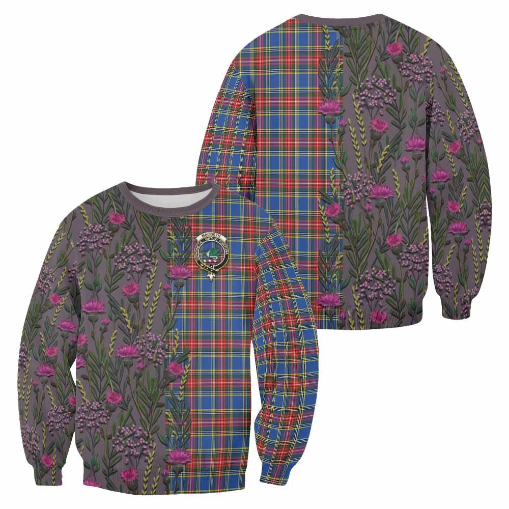 MacBeth (McBeth) Family Crest Tartan Sweatshirt Scottish Thistle Flower Pattern Half Style - Tartan Vibes Clothing