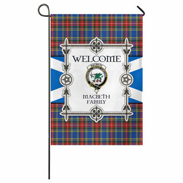 MacBeth (McBeth) Family Crest Tartan Welcome Garden Flag Saltire Harmony Style