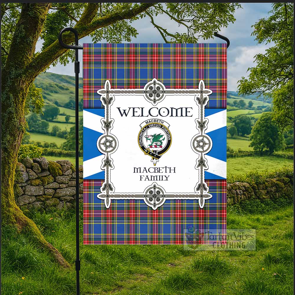 MacBeth (McBeth) Family Crest Tartan Welcome Garden Flag Saltire Harmony Style - Tartan Vibes Clothing