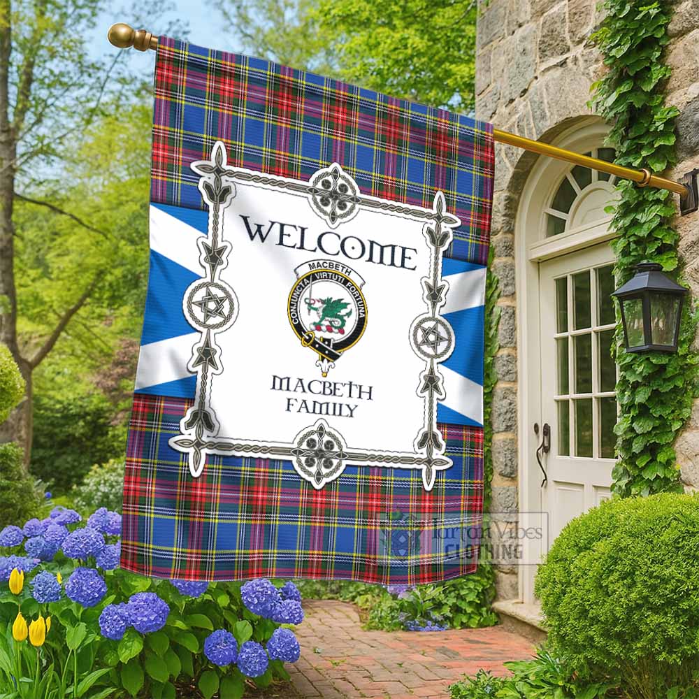 MacBeth (McBeth) Family Crest Tartan Welcome Garden Flag Saltire Harmony Style - Tartan Vibes Clothing