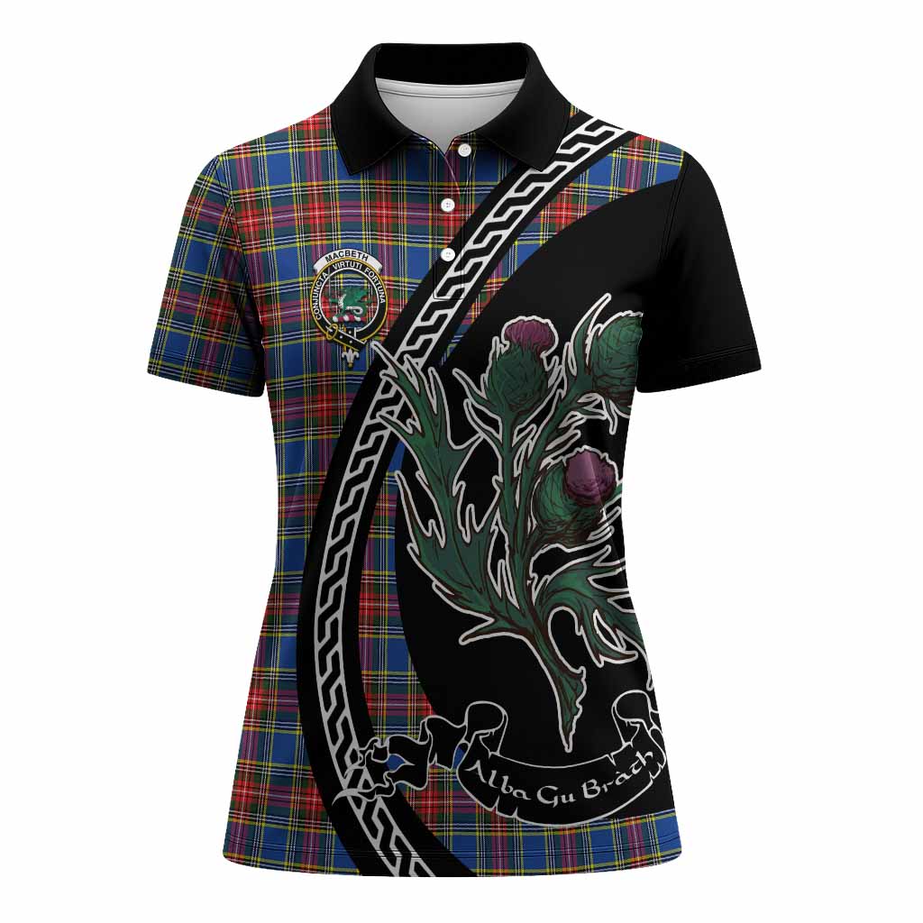 MacBeth (McBeth) Family Crest Tartan Women Polo Shirt Alba Thistle Inspired - Tartan Vibes Clothing