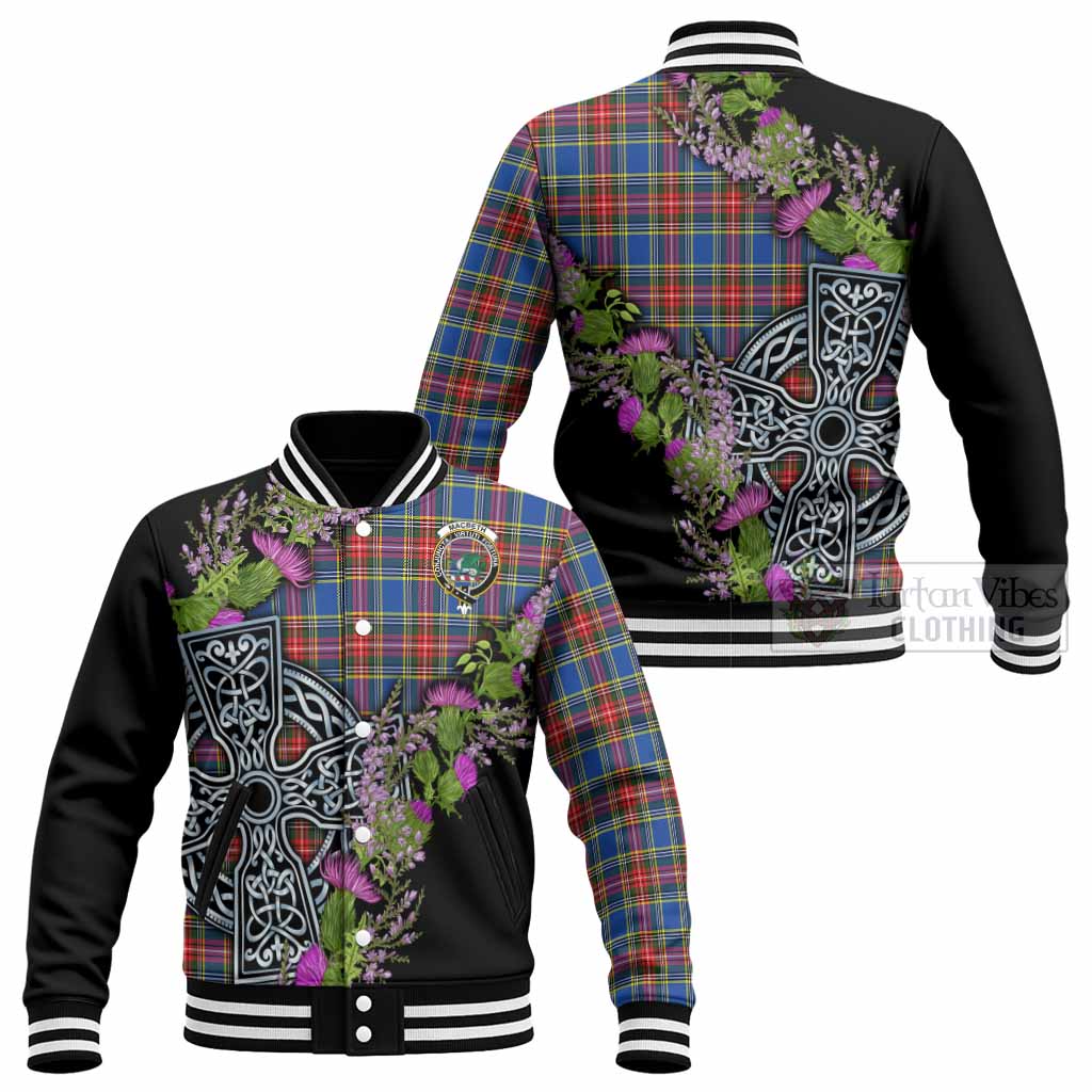 MacBeth (McBeth) Scottish Fraoch Thistle Tartan Baseball Jacket Celtic Cross - Tartan Vibes Clothing