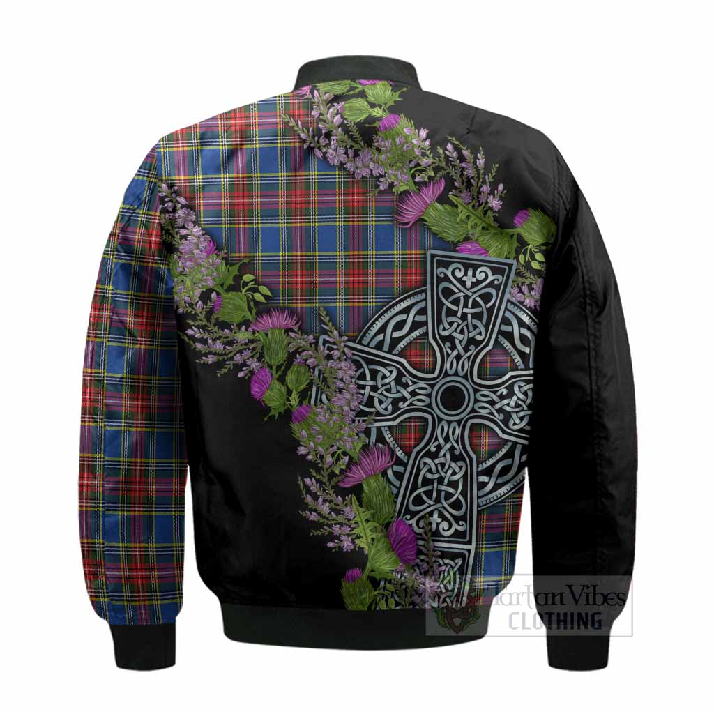 MacBeth (McBeth) Scottish Fraoch Thistle Tartan Bomber Jacket Celtic Cross - Tartan Vibes Clothing