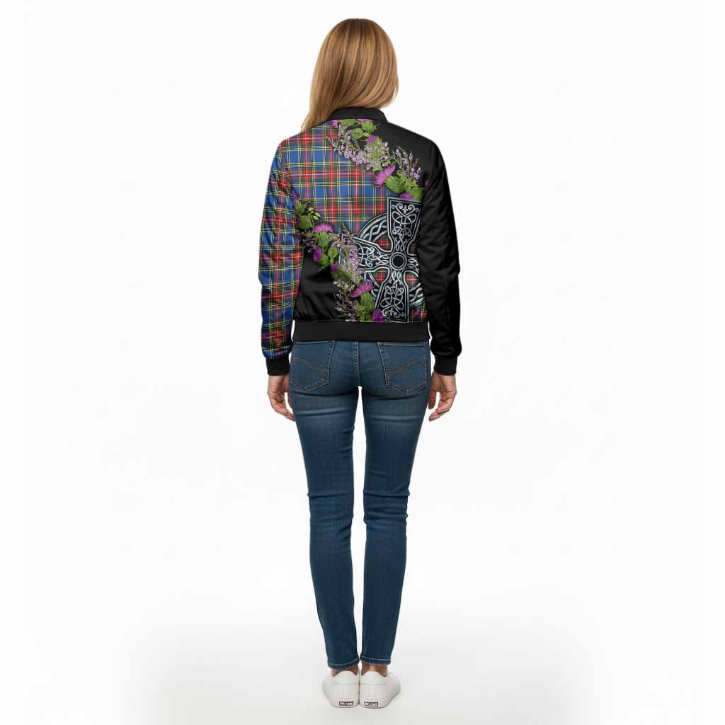 MacBeth (McBeth) Scottish Fraoch Thistle Tartan Bomber Jacket Celtic Cross - Tartan Vibes Clothing