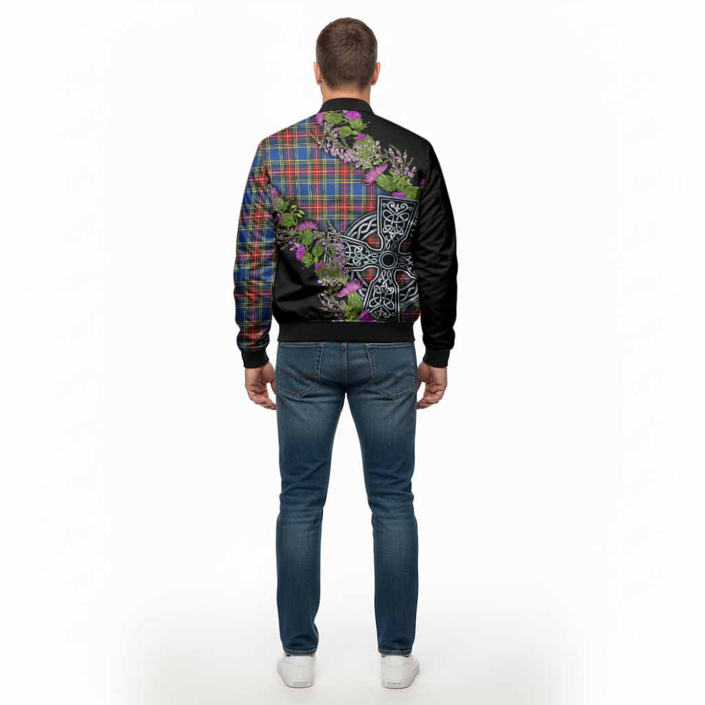 MacBeth (McBeth) Scottish Fraoch Thistle Tartan Bomber Jacket Celtic Cross - Tartan Vibes Clothing