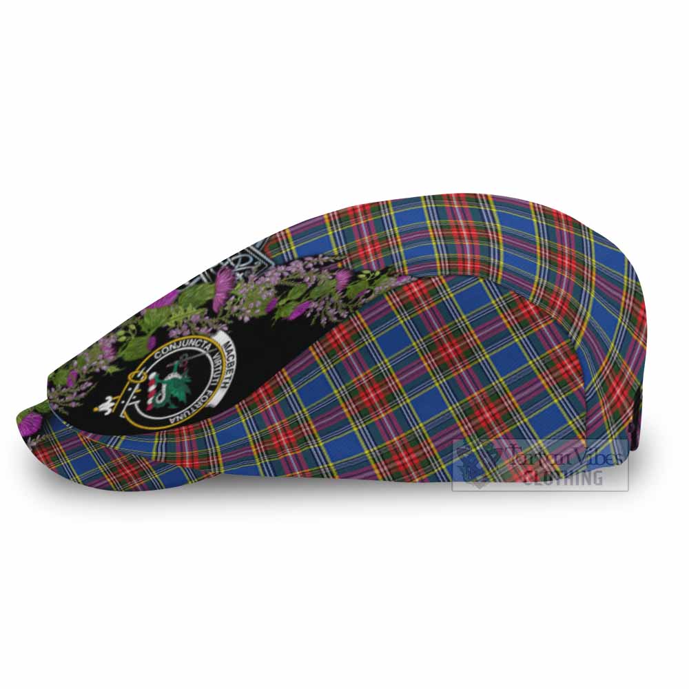 MacBeth (McBeth) Scottish Fraoch Thistle Tartan Flat Cap, Jeff Cap Celtic Cross - Tartan Vibes Clothing