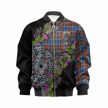 MacBeth (McBeth) Scottish Fraoch Thistle Tartan Kid Bomber Jacket Celtic Cross Kid XS - Tartan Vibes Clothing