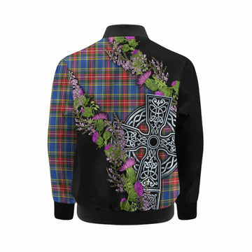 MacBeth (McBeth) Scottish Fraoch Thistle Tartan Kid Bomber Jacket Celtic Cross Kid - Tartan Vibes Clothing