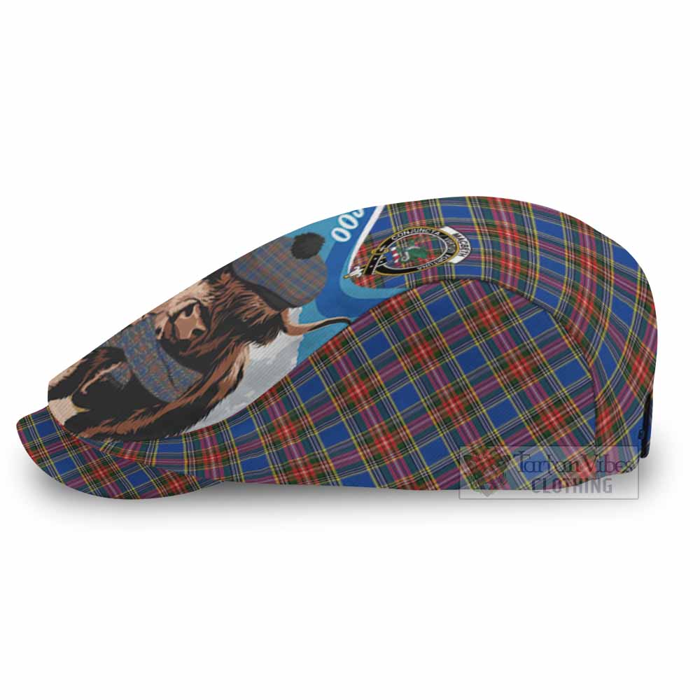 MacBeth (McBeth) Scottish Heilan Coo Tartan Crest Flat Cap, Jeff Cap - Tartan Vibes Clothing