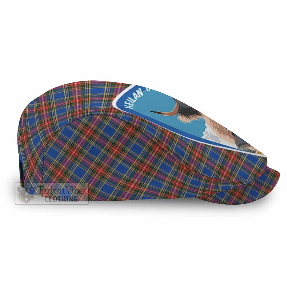 MacBeth (McBeth) Scottish Heilan Coo Tartan Crest Flat Cap, Jeff Cap - Tartan Vibes Clothing