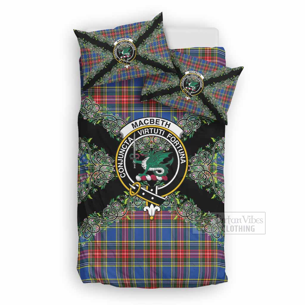 MacBeth (McBeth) Scottish Tartan Crest Bedding Set Thistle Celtic Knotwork Heritage Art UK Bedding Set UK Double 79*79 inch - Tartan Vibes Clothing