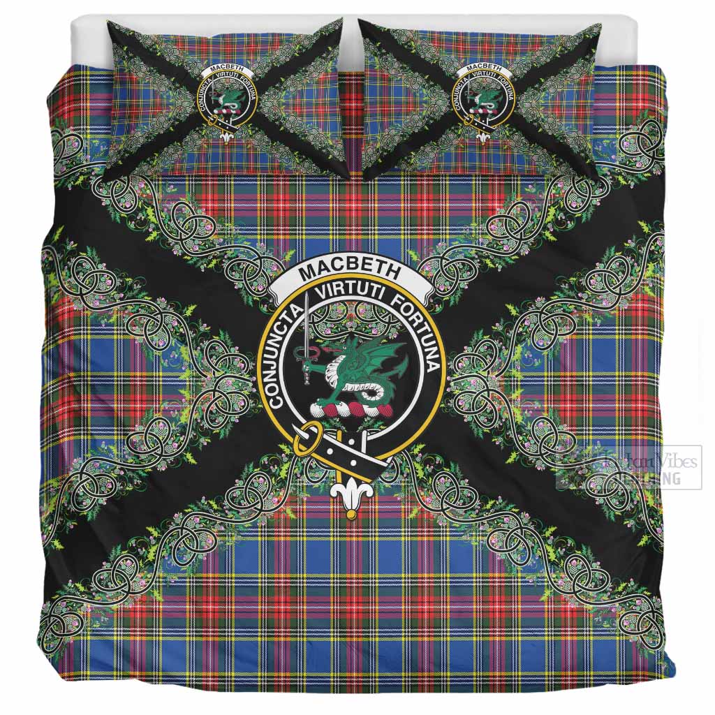 MacBeth (McBeth) Scottish Tartan Crest Bedding Set Thistle Celtic Knotwork Heritage Art UK Bedding Set UK Super King 104*94 inch - Tartan Vibes Clothing