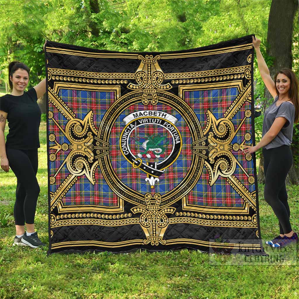 MacBeth (McBeth) Scottish Tartan Crest Premium Quilt Royal Stylized