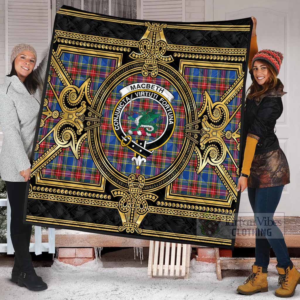 MacBeth (McBeth) Scottish Tartan Crest Premium Quilt Royal Stylized