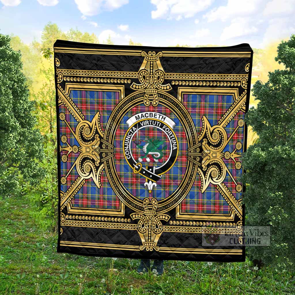 MacBeth (McBeth) Scottish Tartan Crest Premium Quilt Royal Stylized