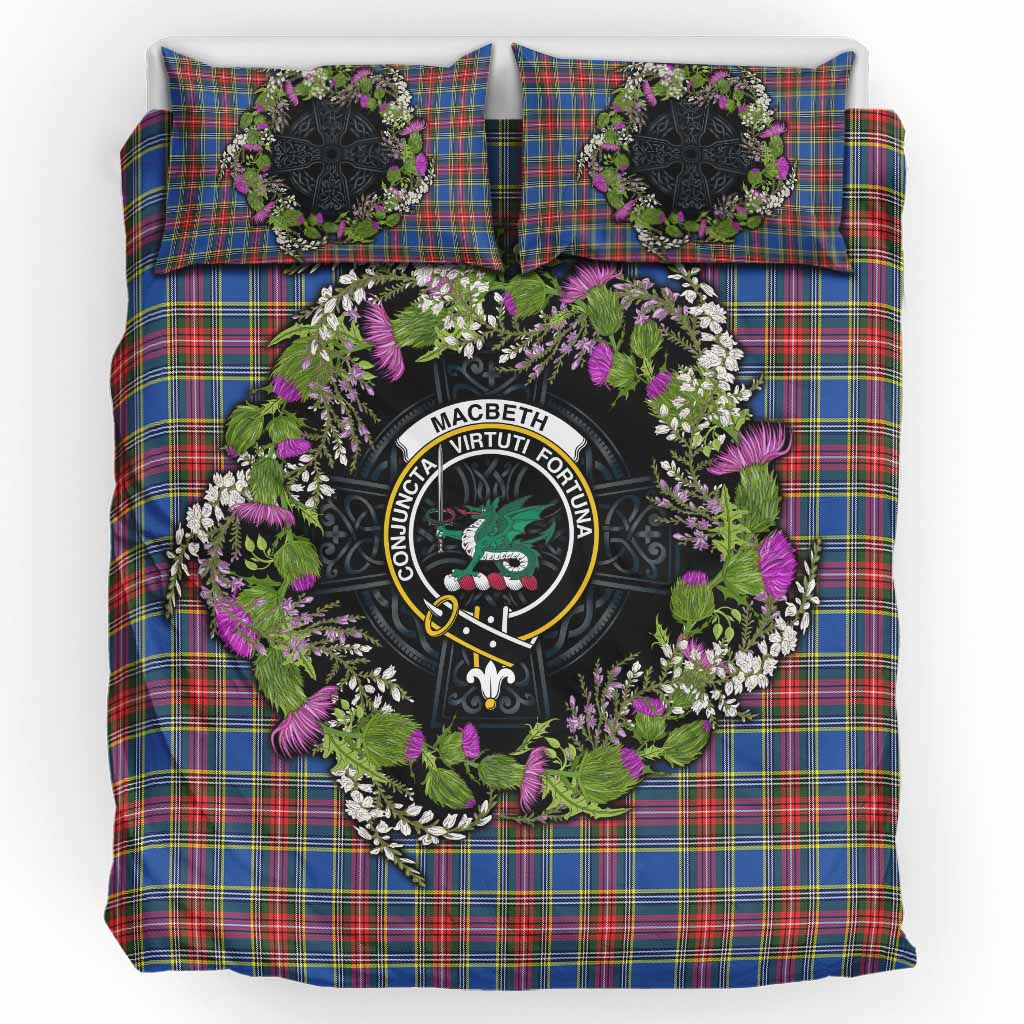 MacBeth (McBeth) Scottish Tartan White Heather With Thistle Bedding Set Beir Buaidh! UK Bedding Set UK King 91*87 inch - Tartan Vibes Clothing