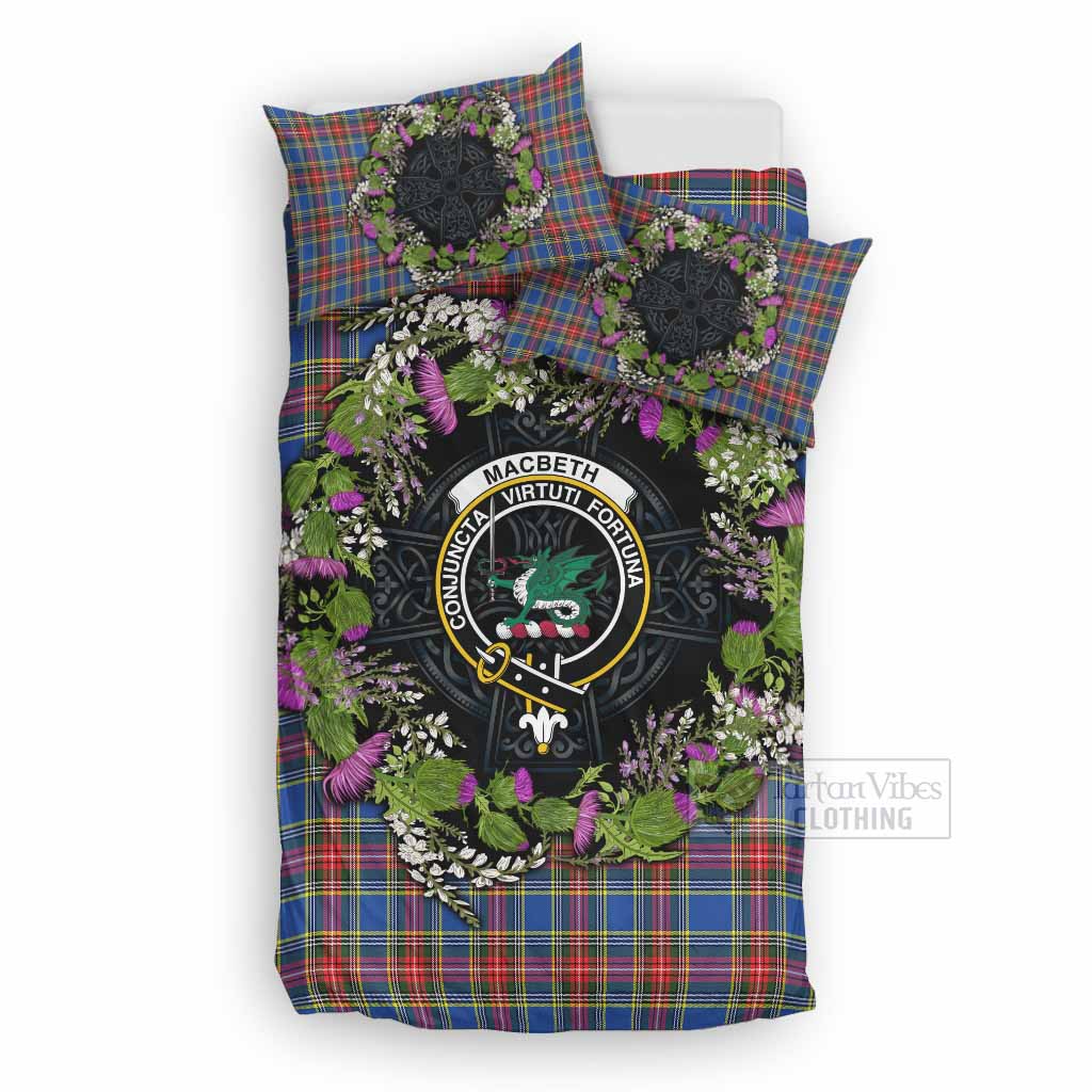 MacBeth (McBeth) Scottish Tartan White Heather With Thistle Bedding Set Beir Buaidh! UK Bedding Set UK Double 79*79 inch - Tartan Vibes Clothing