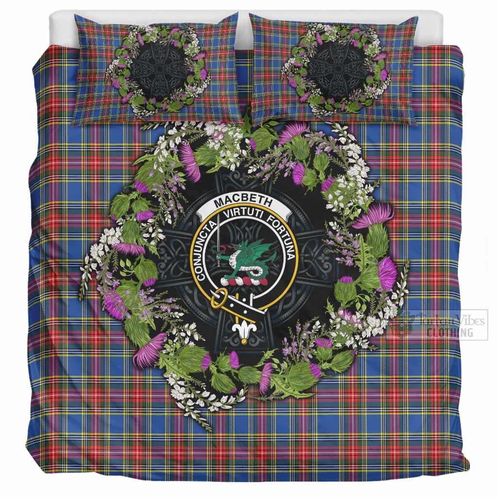 MacBeth (McBeth) Scottish Tartan White Heather With Thistle Bedding Set Beir Buaidh! UK Bedding Set UK Super King 104*94 inch - Tartan Vibes Clothing