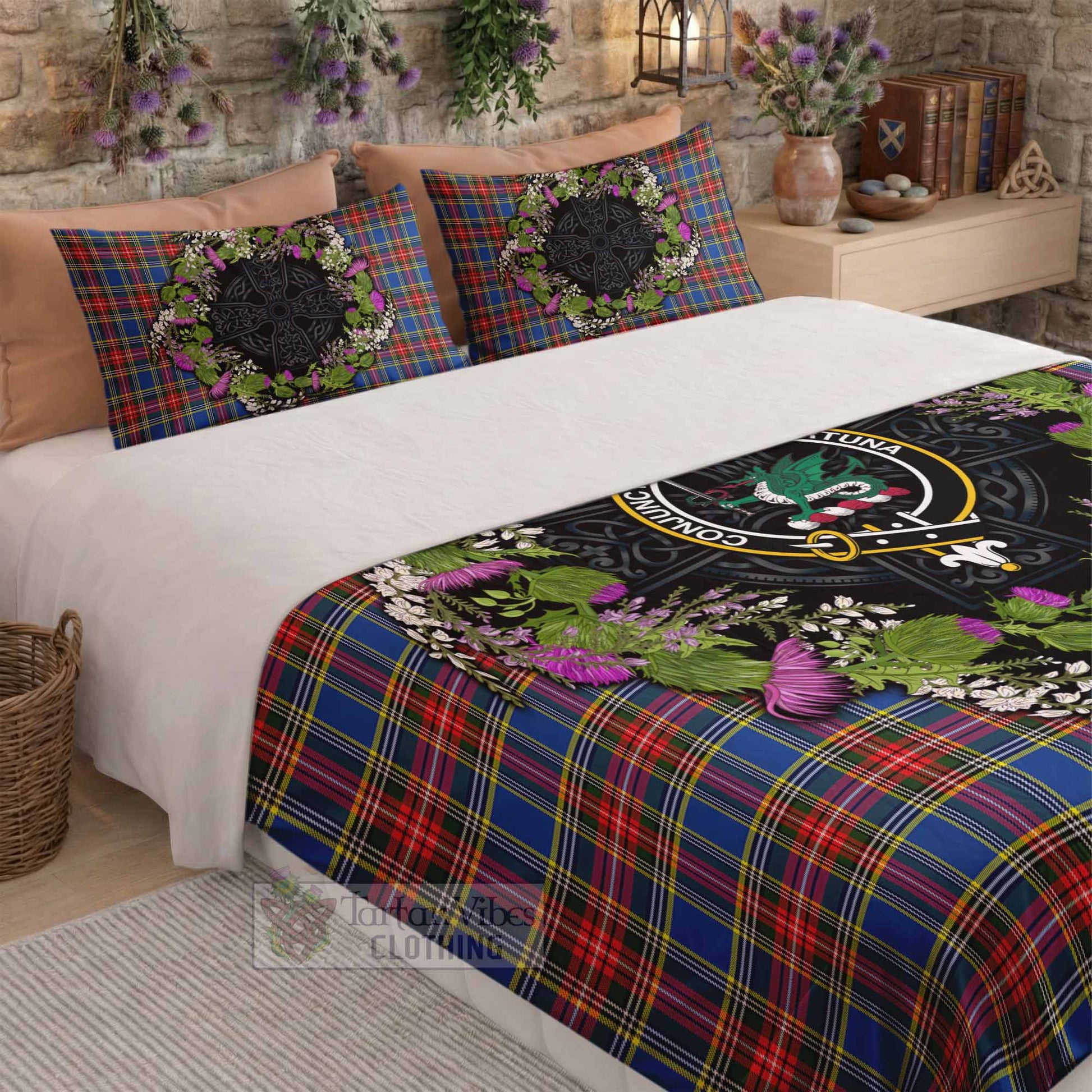 MacBeth (McBeth) Scottish Tartan White Heather With Thistle Bedding Set Beir Buaidh! - Tartan Vibes Clothing
