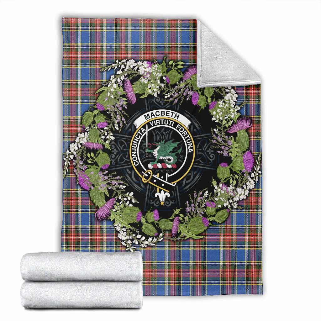 MacBeth (McBeth) Scottish Tartan White Heather With Thistle Blanket Beir Buaidh! X-Large 59 x 79 inches 150 x 200 cm - Tartan Vibes Clothing