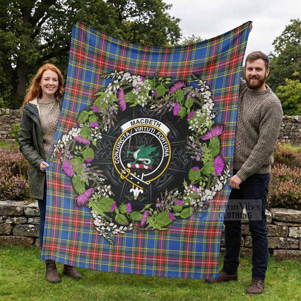 MacBeth (McBeth) Scottish Tartan White Heather With Thistle Blanket Beir Buaidh! - Tartan Vibes Clothing