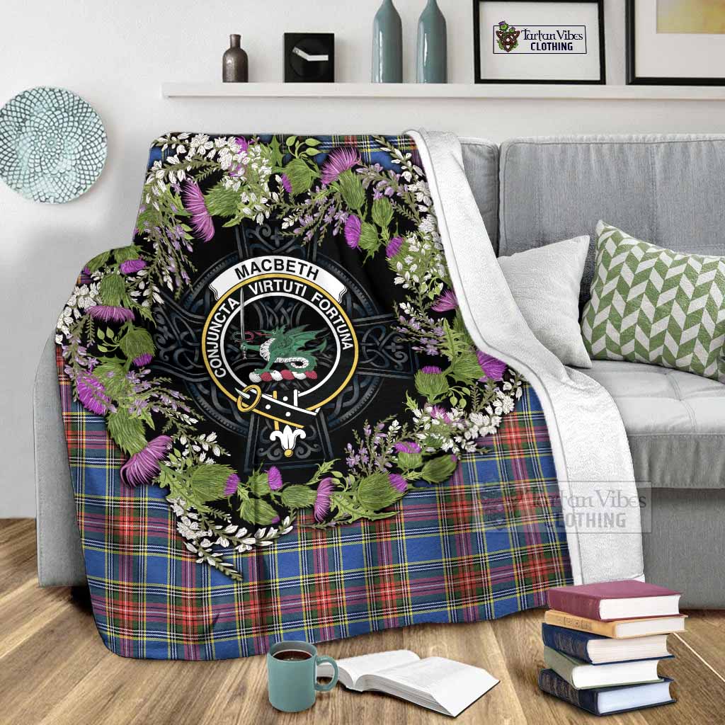 MacBeth (McBeth) Scottish Tartan White Heather With Thistle Blanket Beir Buaidh! - Tartan Vibes Clothing