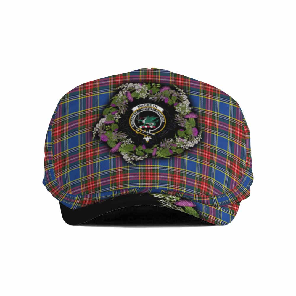 MacBeth (McBeth) Scottish Tartan White Heather With Thistle Flat Cap, Jeff Cap Beir Buaidh! Flat Cap - Tartan Vibes Clothing