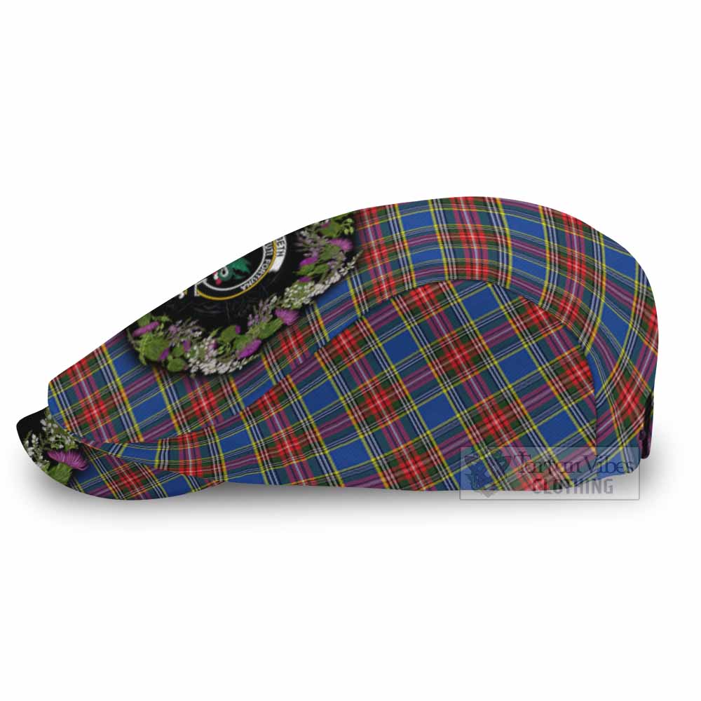 MacBeth (McBeth) Scottish Tartan White Heather With Thistle Flat Cap, Jeff Cap Beir Buaidh! - Tartan Vibes Clothing